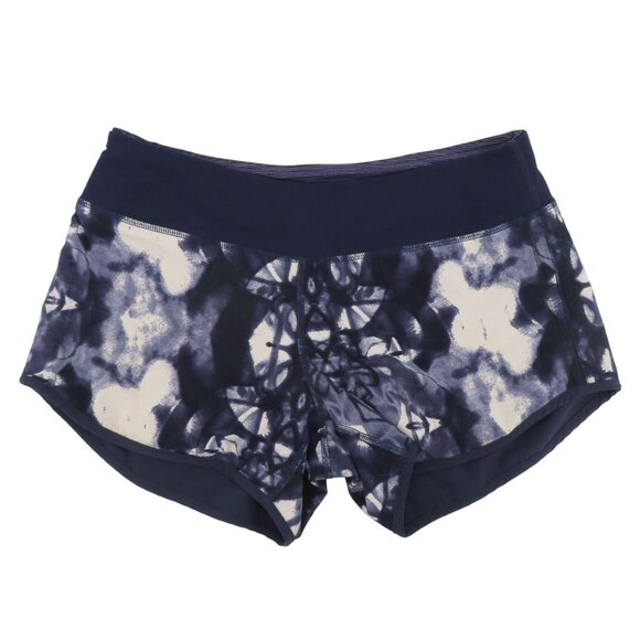 Lululemon Women 6 Run Switch Back Shorts White Indigo Ink Blot Reversible W7286S - Picture 1 of 13